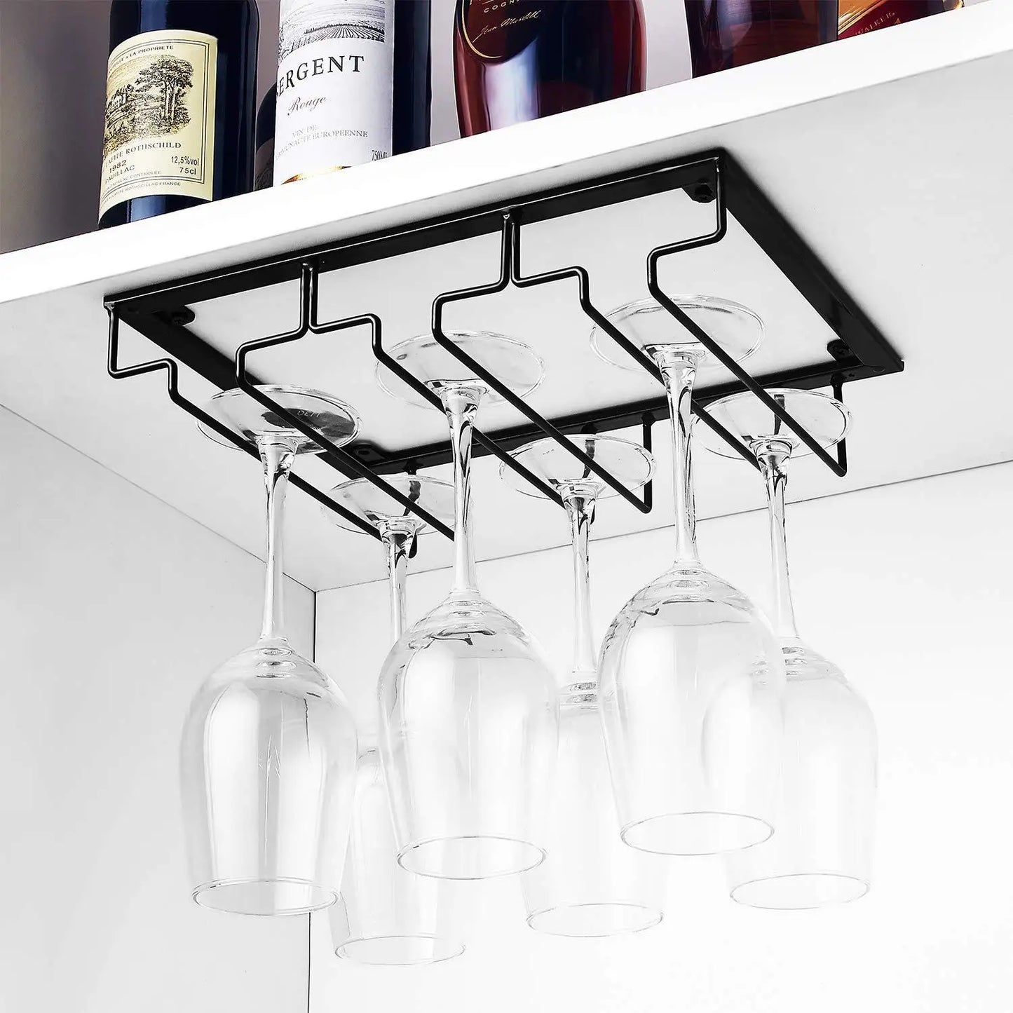Shelf Mount Wine Glass Holder Hanging Rack