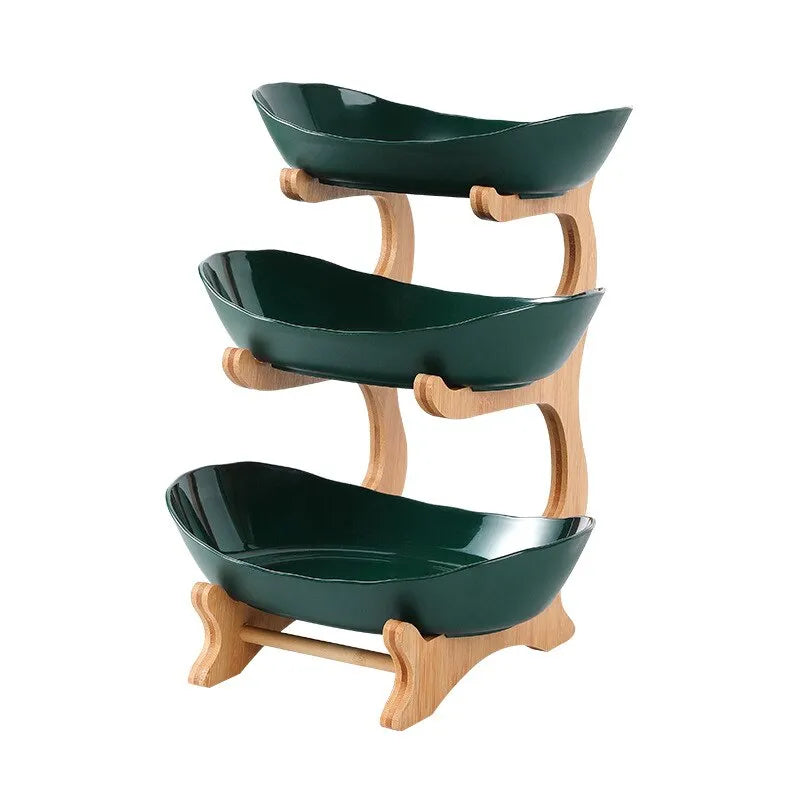 Wooden Fruit Bowl with Floors Trays