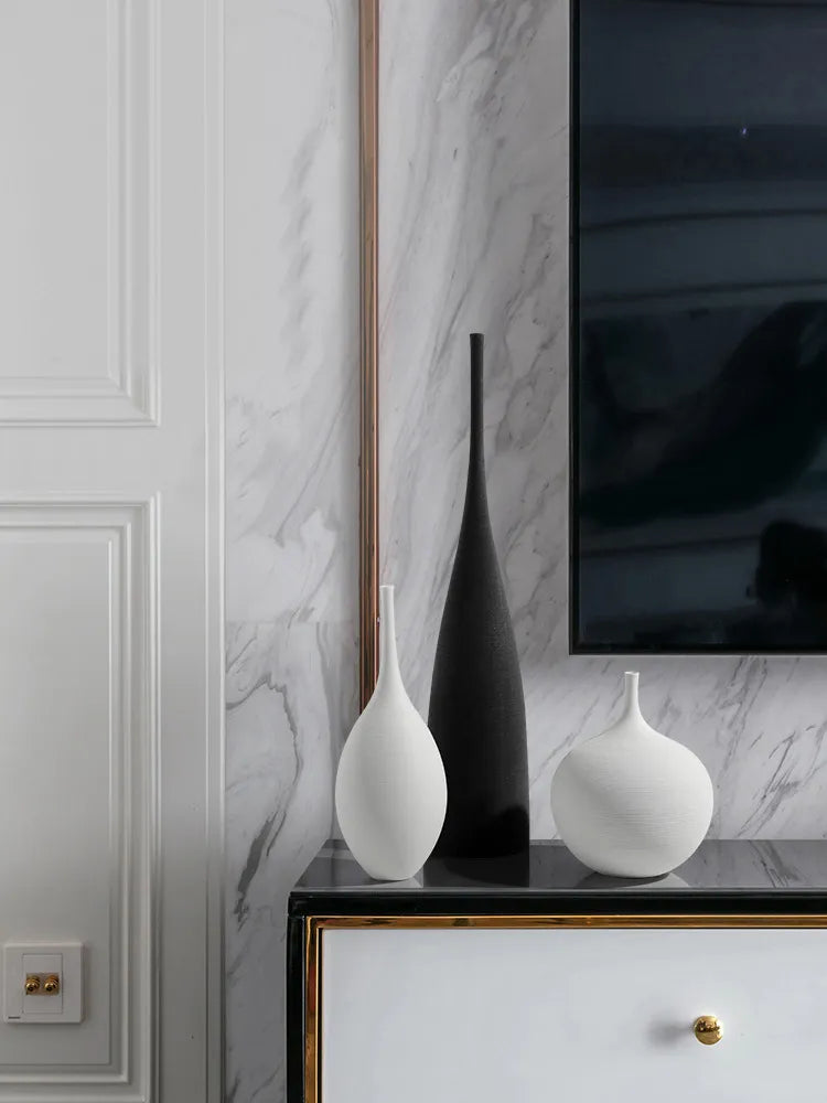 Minimalist Ceramic Black & White Vase