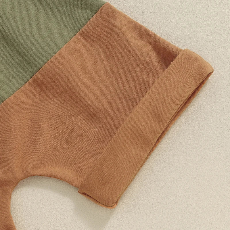 Sleeveless Color Patchwork Pocket Tank Tops + Shorts