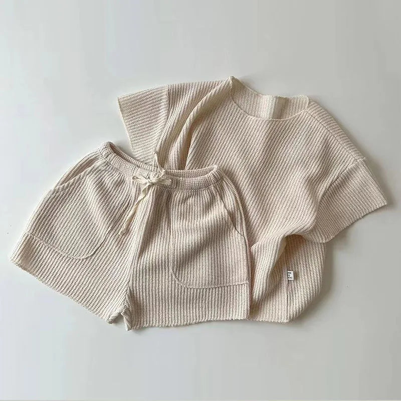 Children's Short-Sleeved Loose Knit Set - 0-5y