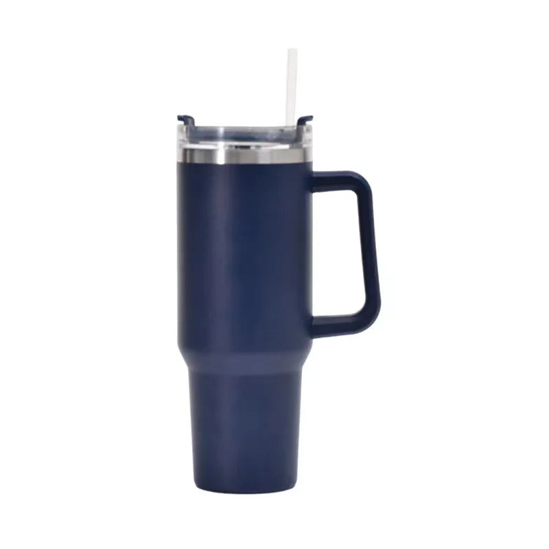 Stainless Steel Insulated Water Bottle, Vacuum Flask With Handle Straw