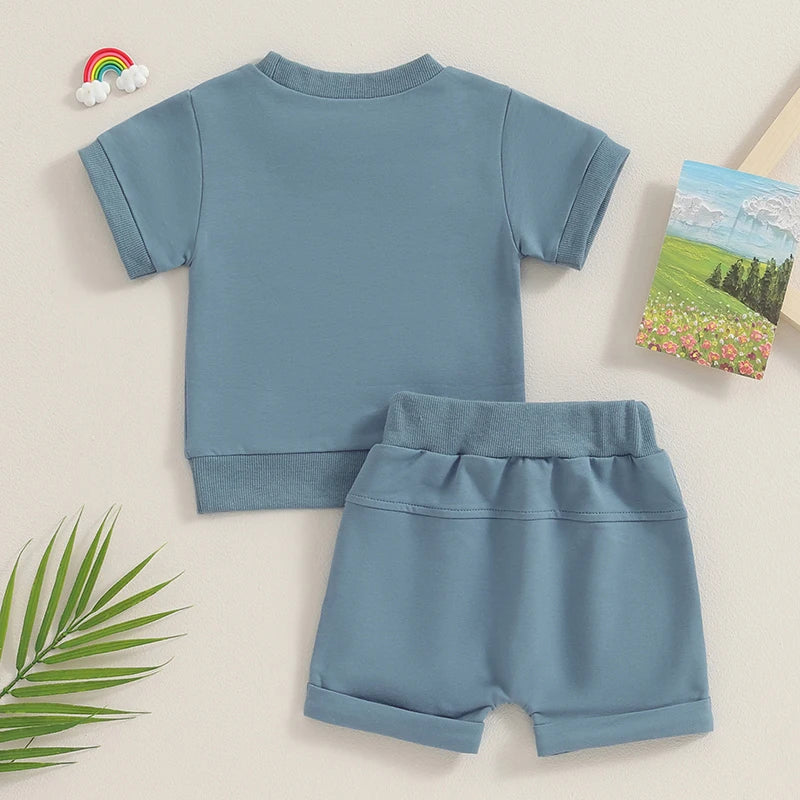 Solid Color T-Shirt with Shorts Set
