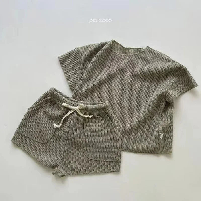 Children's Short-Sleeved Loose Knit Set - 0-5y
