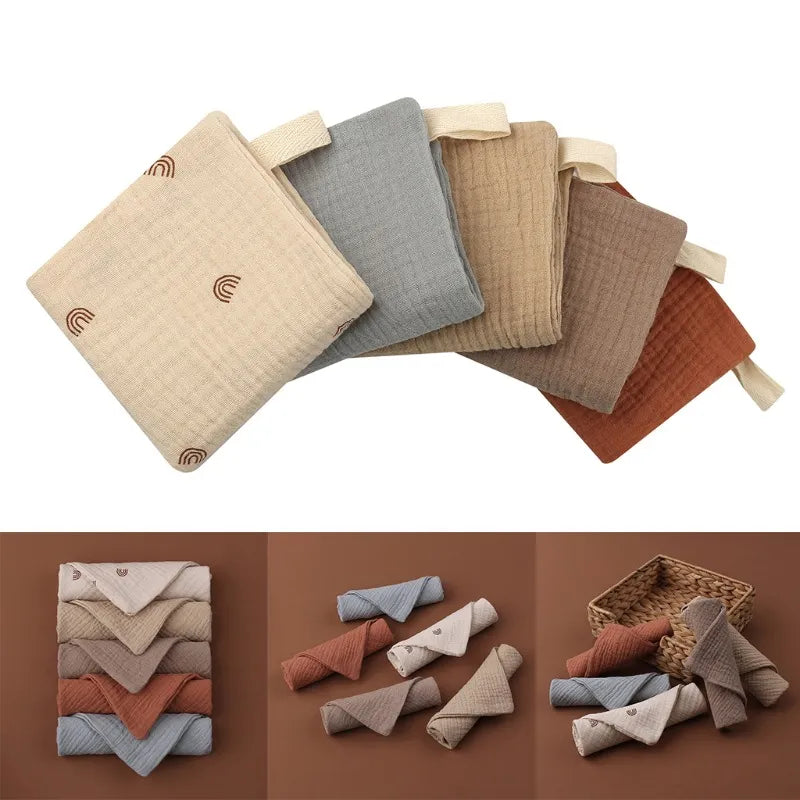 5PC Muslin Square Hand Bath & Face Towels