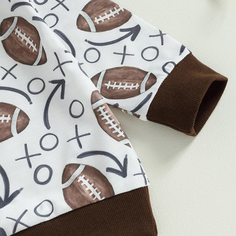 Football Print Long Sleeve Top & Pants Set
