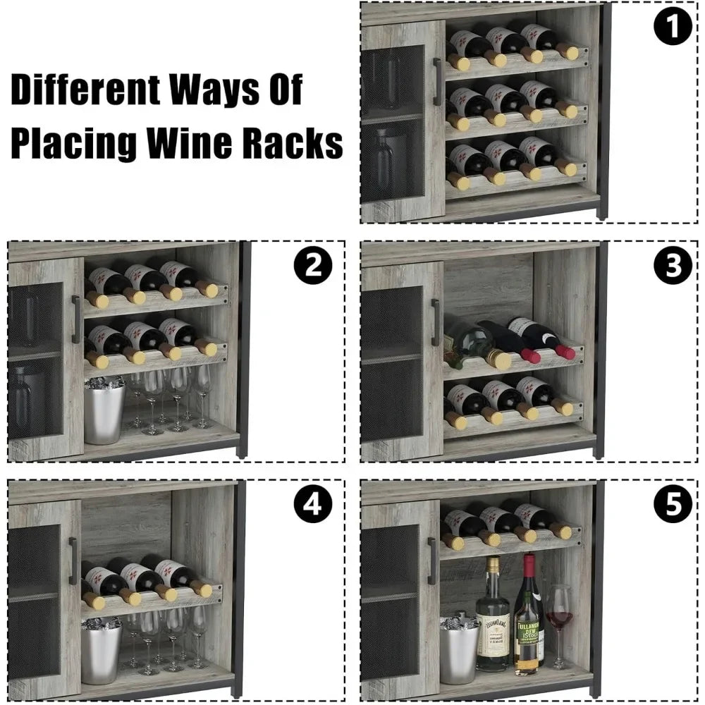 Industrial Wine Rack Cabinet With Glass Holder